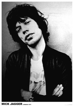 Rolling Stones (eu) Mick Jagger London 1975 Rock N Roll Music Black & White Poster 
