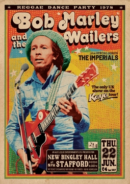 Bob Marley (eu) Bingley Hall Concert Reggae Dance Party 1978 Promo Poster 